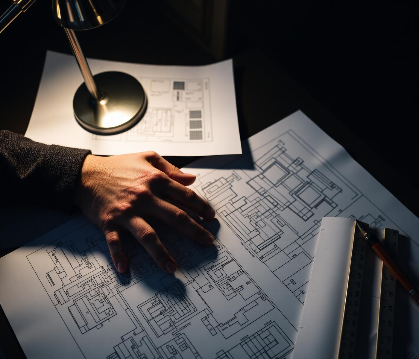 Engineer reviewing sealed structural plans